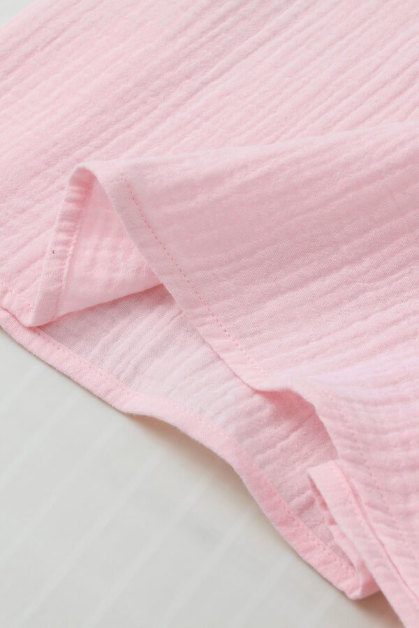 Light Pink Crinkled Cotton Gauze Ruffle Sleeve Blouse