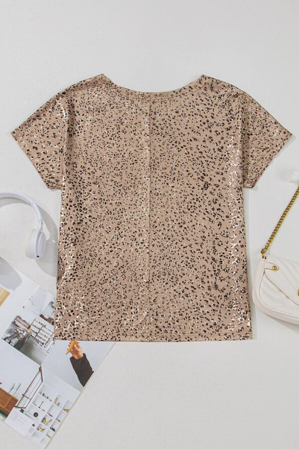 Parchment Shimmer Leopard Print Dolman Sleeve T Shirt