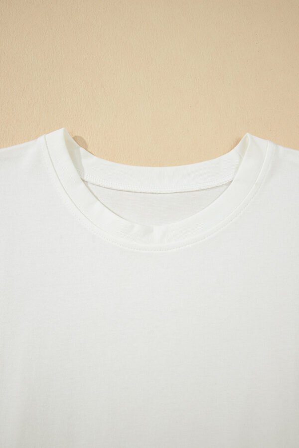 White Drop Shoulder Crew Neck Shift T Shirt Dress