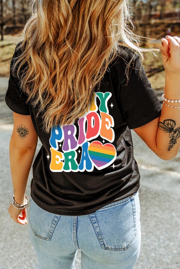 Black Pride Heart Cracking Graphic Detail Cotton Blend T Shirt