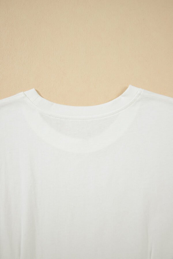 White Drop Shoulder Crew Neck Shift T Shirt Dress