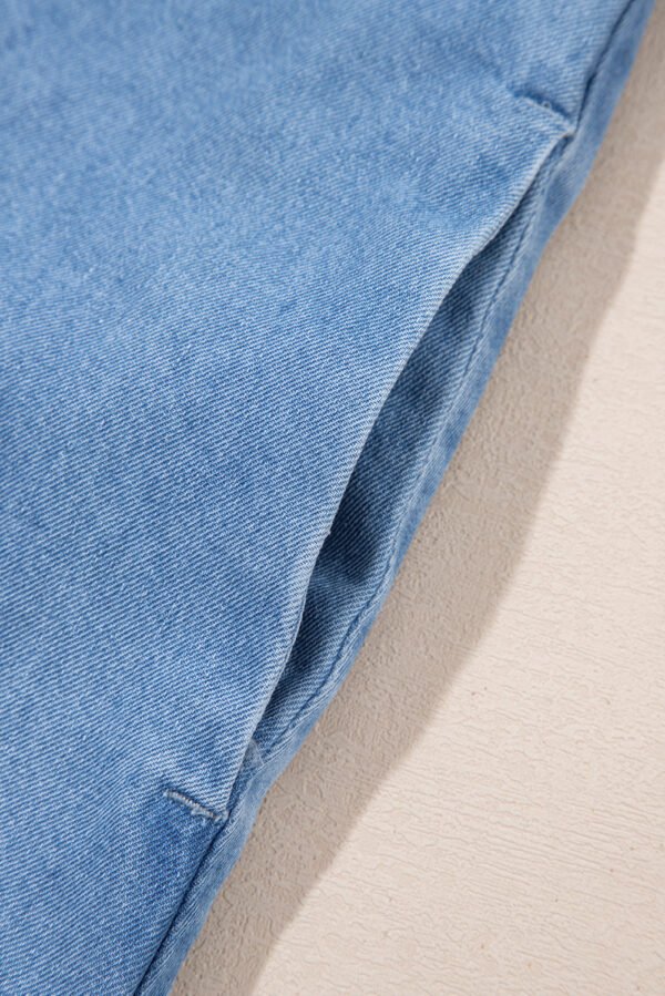 Beau Blue Frilled Peter Pan Collar Loose Denim Short Dress