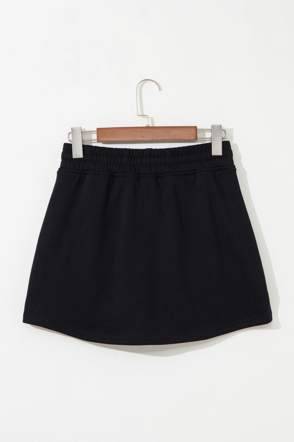 Black Sequin Western Cowboy Patched Lace-up High Waist Skort