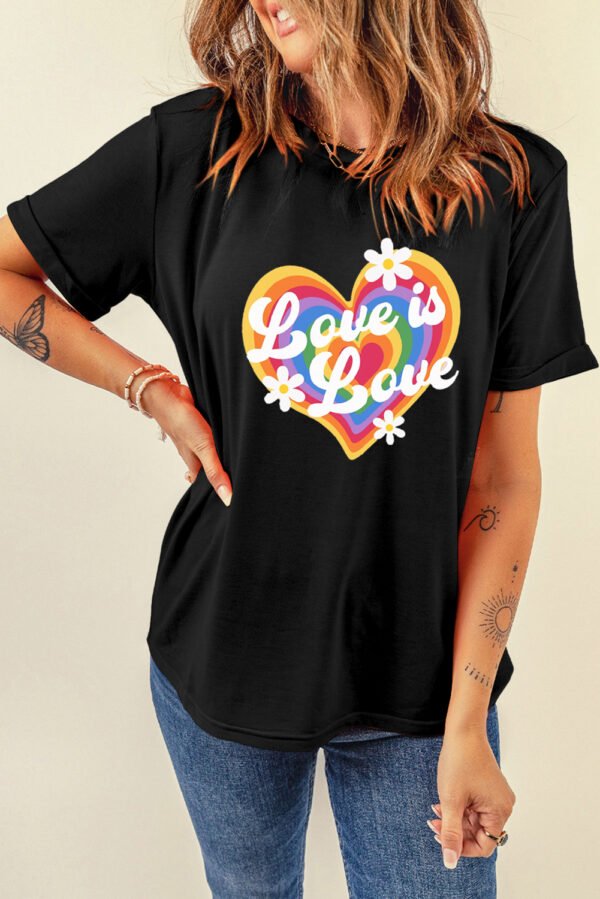 Black Love is Love Rainbow Heart Graphic Crewneck Tee