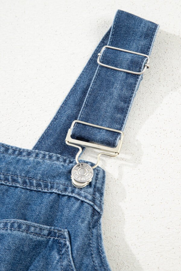 Sky Blue Buckle Straps Bib Style Tied Backless Flared Denim Overall