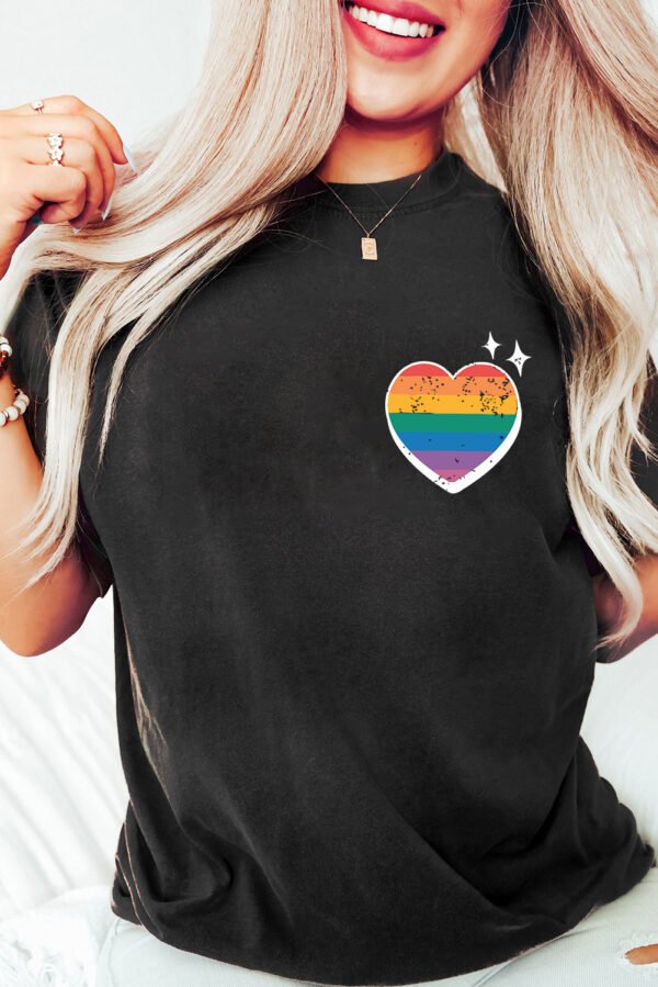Black Pride Heart Cracking Graphic Detail Cotton Blend T Shirt