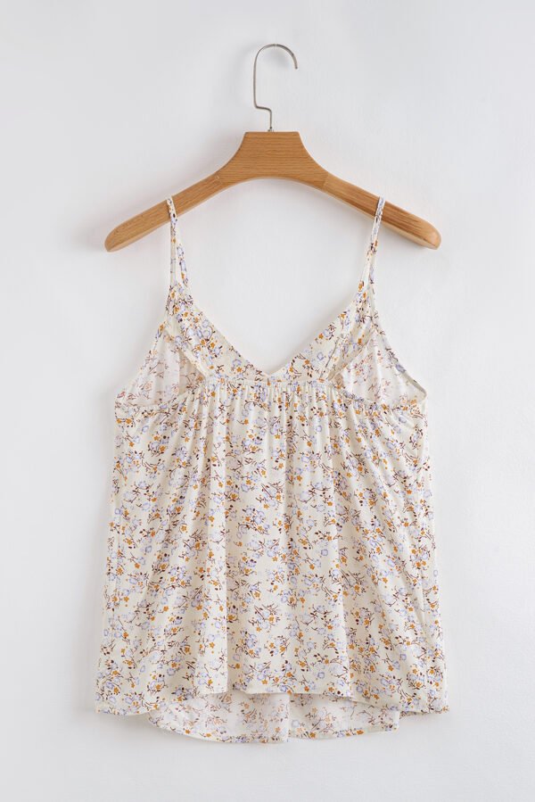 Apricot Boho Floral Spaghetti Straps Tank Top