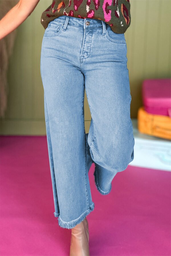 Myosotis Acid Washed High Rise Cropped Wide Leg Jeans