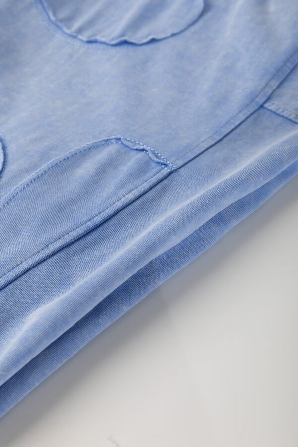 Sky Blue Mineral Wash Flower Patchwork Mini T Shirt Dress