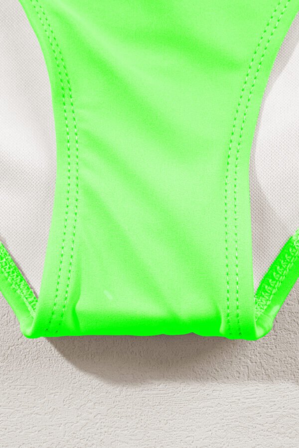 Green Striped Patchwork Spaghetti Strap High Waist Bikini Swimsuit