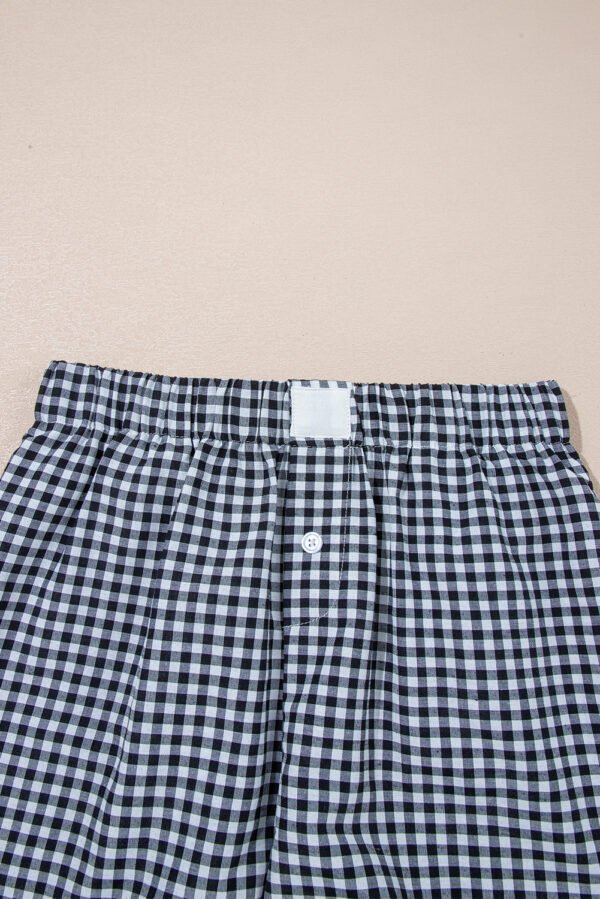 Black Gingham Printed High Waist Shorts