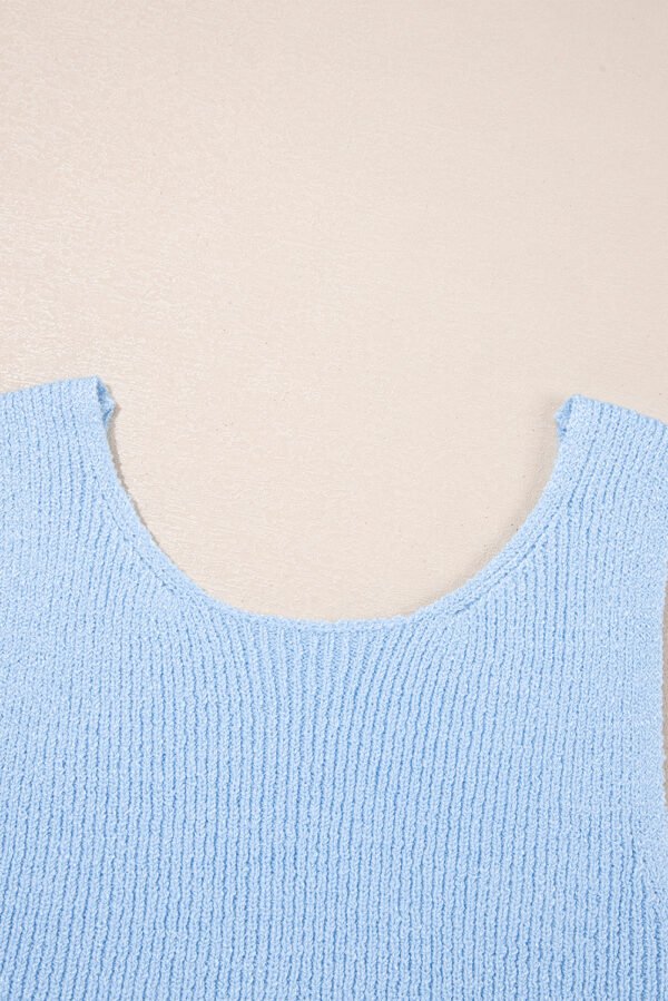 Beau Blue Horizontal Ribbing Patchwork Swing Sweater Tank
