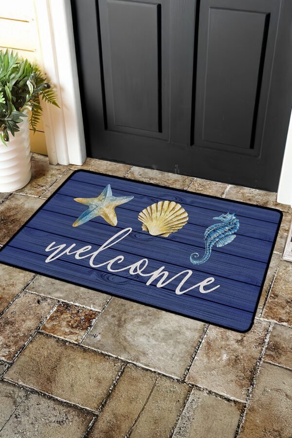 Bluing Welcome Beach Theme Pattern Non Slip Door Mat