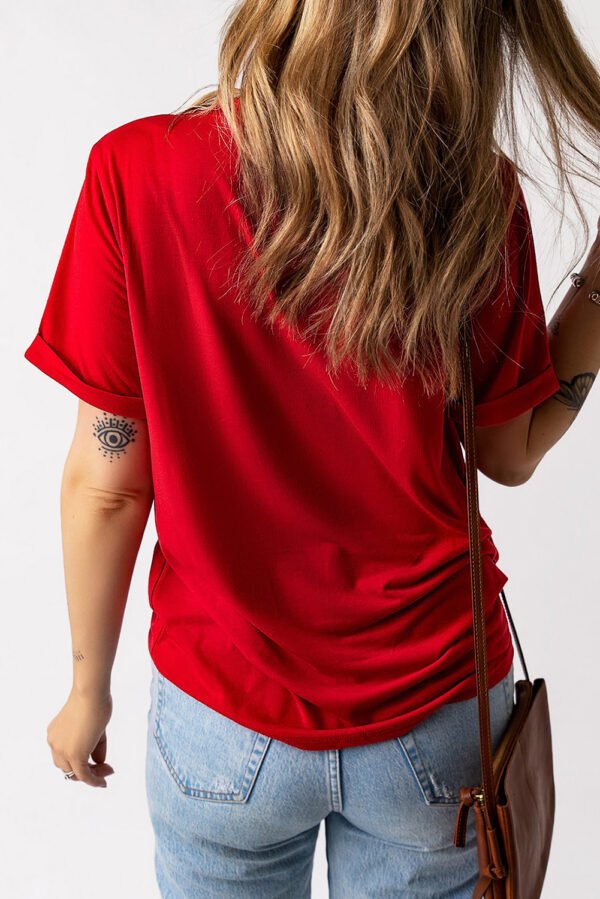 Red Rhinestone Star Pattern Independent Day T Shirt
