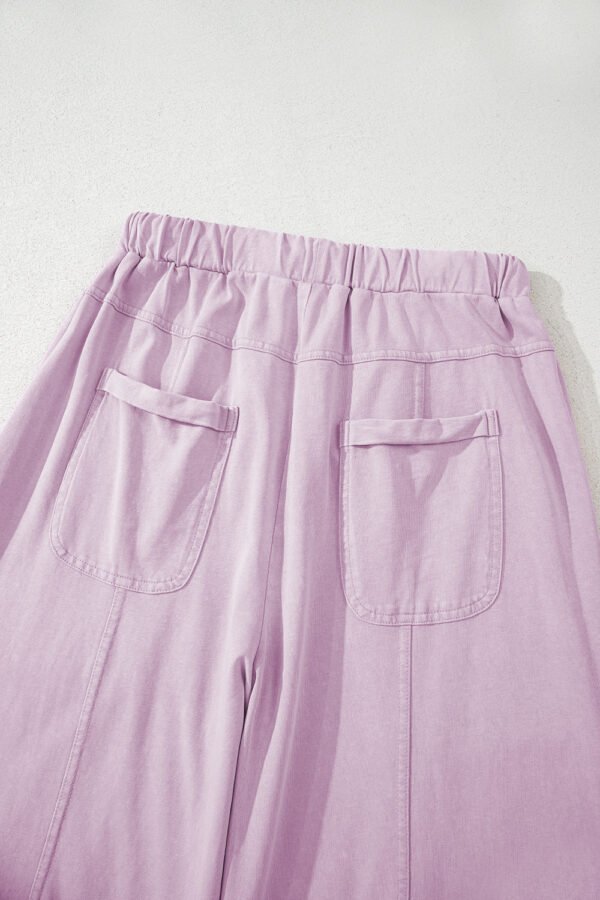Pink Mineral Wash Exposed Seam Drawstring High Waist Wide Leg Cargo Pants