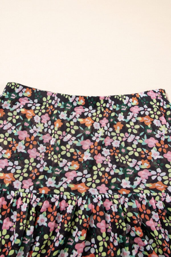 Brown Leopard Floral Reversible Ruffle Hem Maxi Skirt