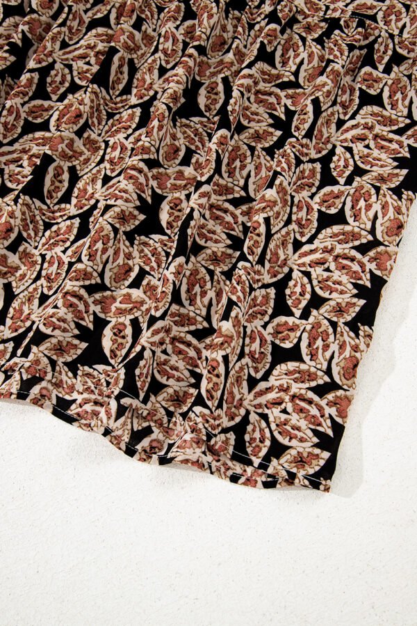 Brown Floral Smocked Bodice High Waist Flowy Sun Dress