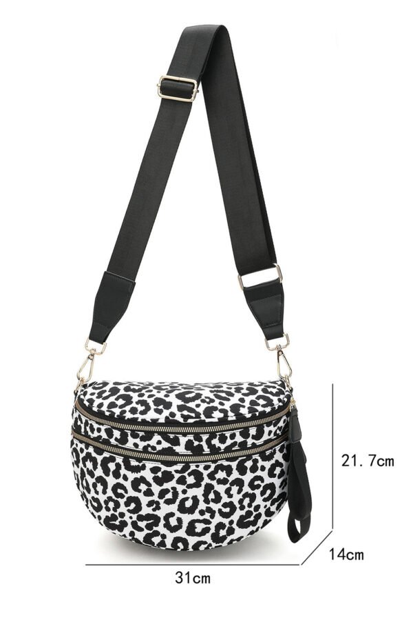 White Checkered Print Wide Strap Large Crossbody Bag