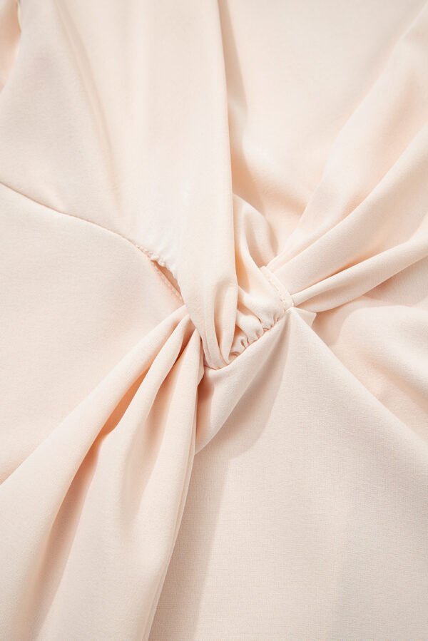 White Surplice V Neck Knotted Ruched Short Sleeve Peplum Blouse