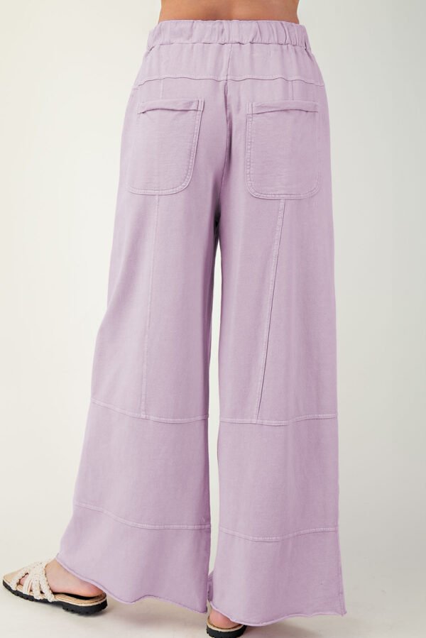 Pink Mineral Wash Exposed Seam Drawstring High Waist Wide Leg Cargo Pants
