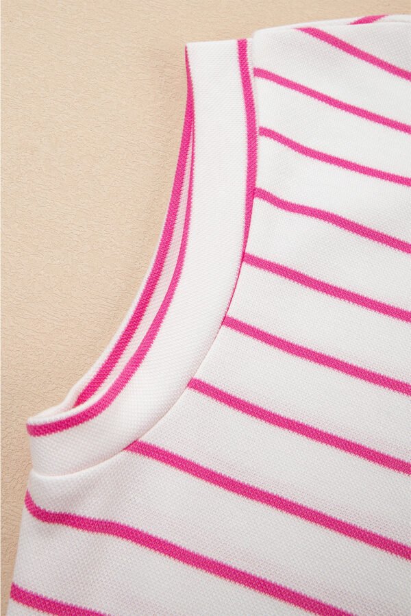 Rose Stripe Casual Wide Leg 2pcs Pants Set
