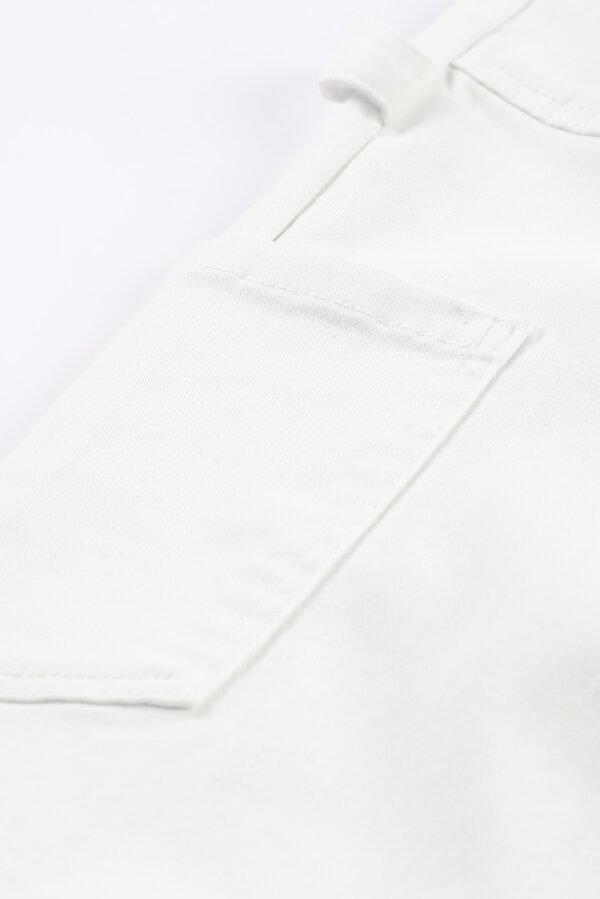 White High Waist Straight Leg Cargo Pants with Pockets