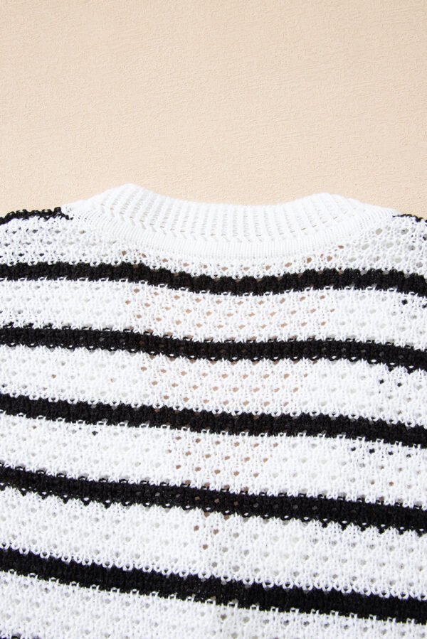 Black Stripe V Neck Gold Buttons Elegant Sweater Vest