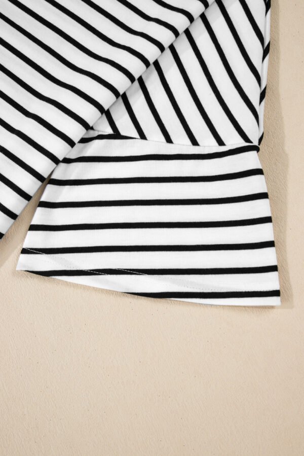 Black Stripe Half Sleeve Scoop Neck Loose Top