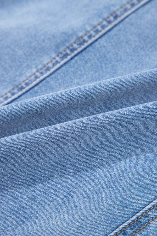 Beau Blue Seamed Zipper Square Neck Sleeveless Denim Mini Dress