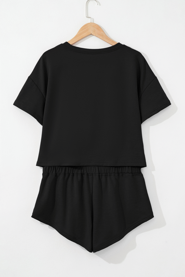 Black American Flag Inspired Bow Print Relaxed Tee and Skort 2pcs Outfit