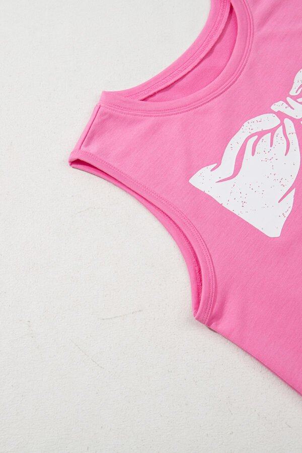 Sachet Pink Bow Print Boxy Fit Tank Top