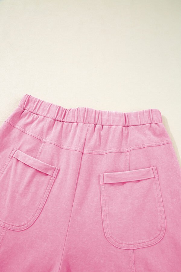 Bonbon Mineral Wash Exposed Seam Drawstring High Waist Wide Leg Cargo Pants