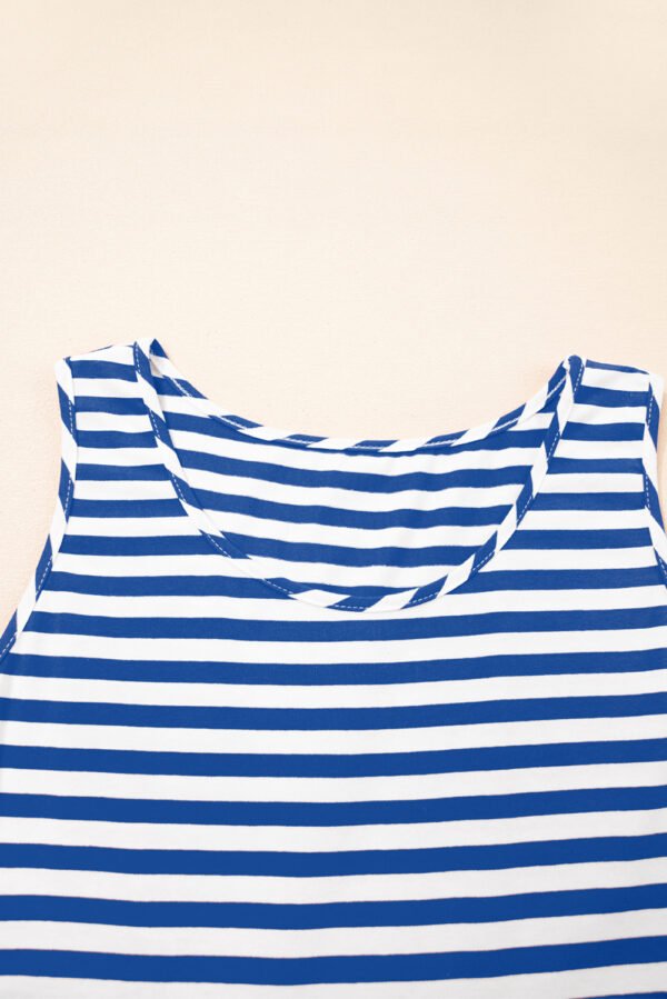 Sky Blue Stripe U Neck Sleeveless Loose Fit Mini Dress