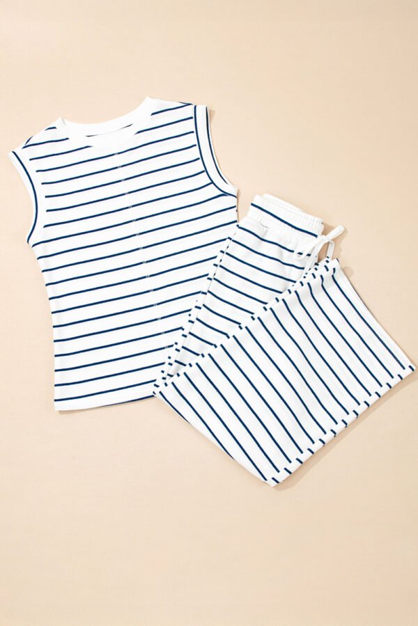 Sail Blue Casual Wide Leg 2pcs Pants Set