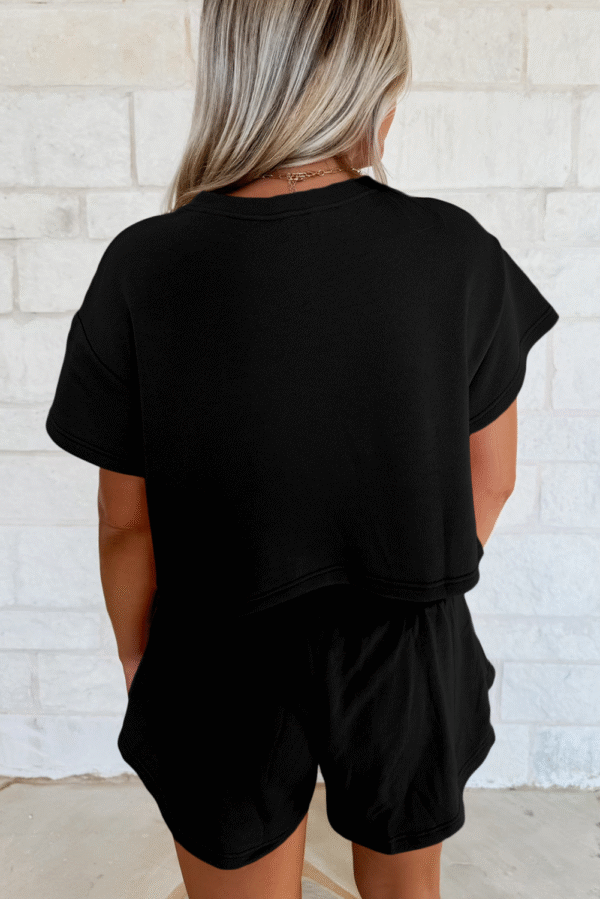 Black American Flag Inspired Bow Print Relaxed Tee and Skort 2pcs Outfit