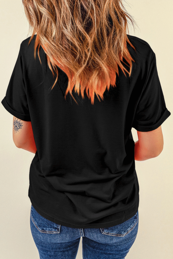 Black July 4th Cute Flower Bow USA Letter Graphic Tee