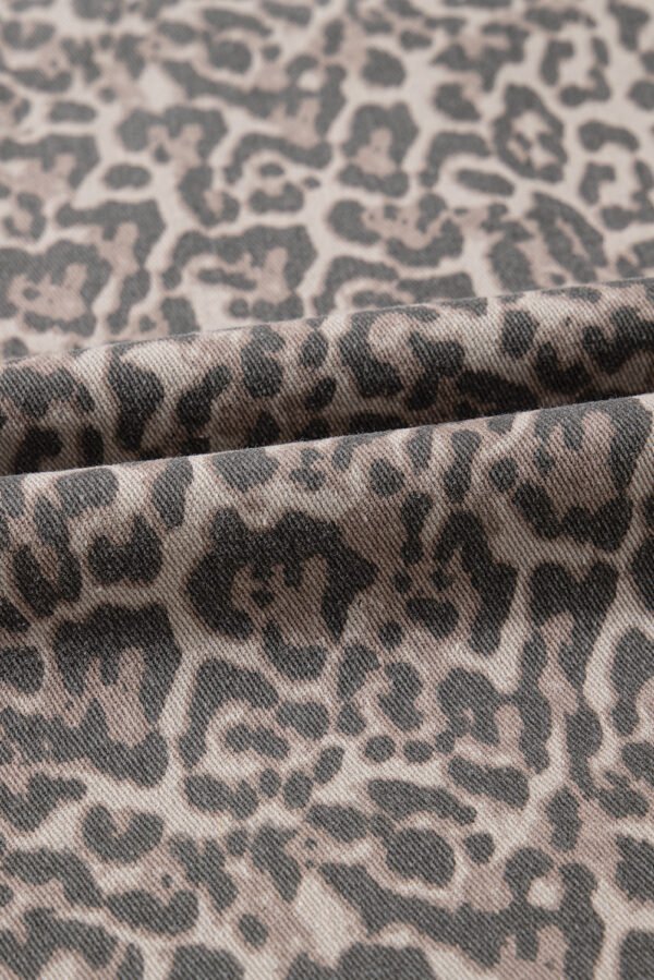 Brown Leopard Frayed Edge Wide Leg High Waist Jeans