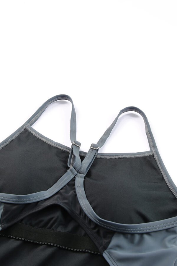 Black Spaghetti Strap Cutout Back Sporty One Piece Swimsuit