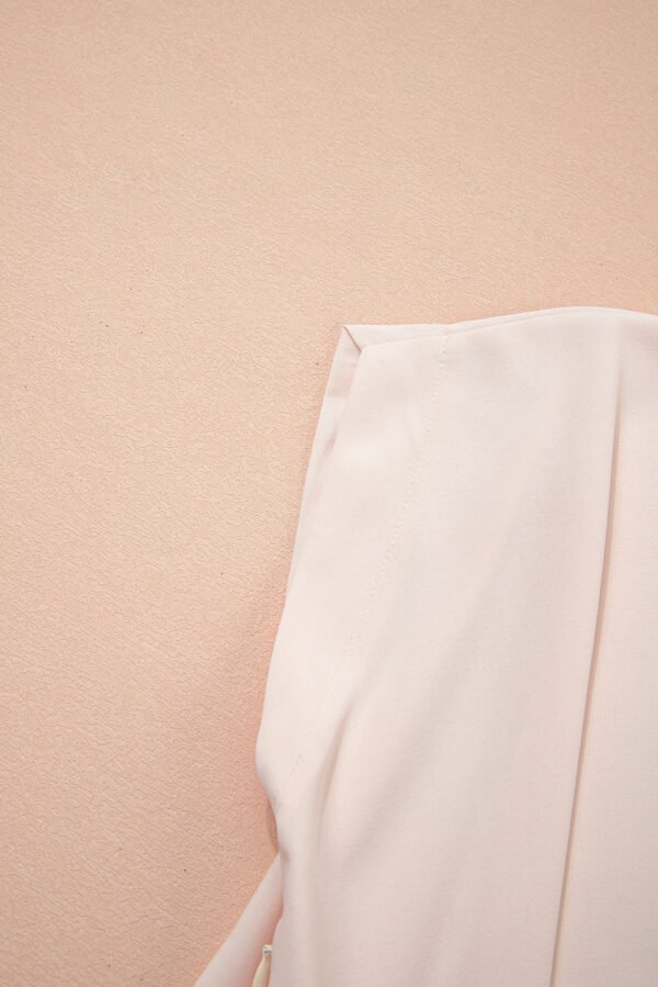 White Surplice V Neck Knotted Ruched Short Sleeve Peplum Blouse