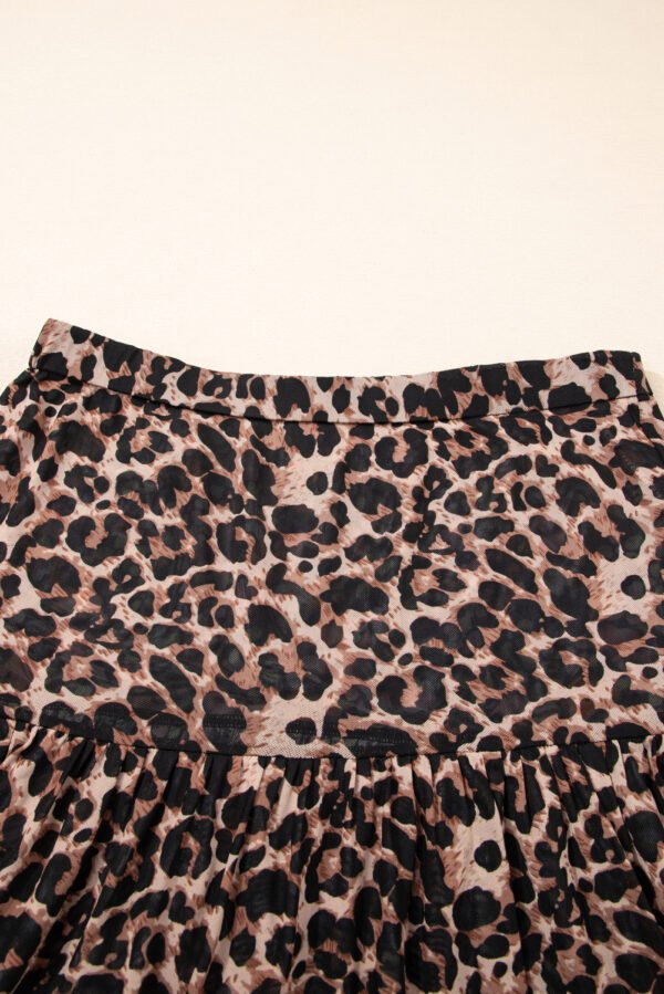 Brown Leopard Floral Reversible Ruffle Hem Maxi Skirt