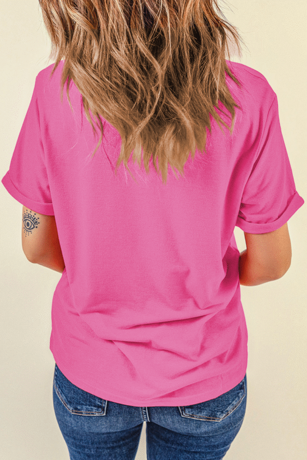 Sachet Pink Dual American Flag Bow Printed Casual T Shirt