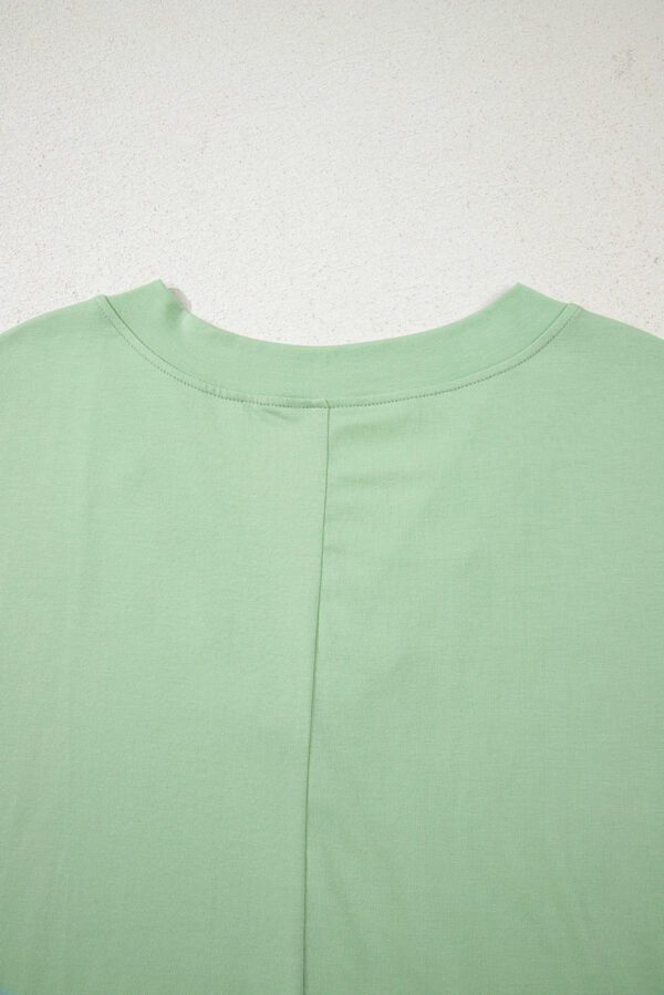 Grass Green Loose Half Sleeve V Neck Knit Romper