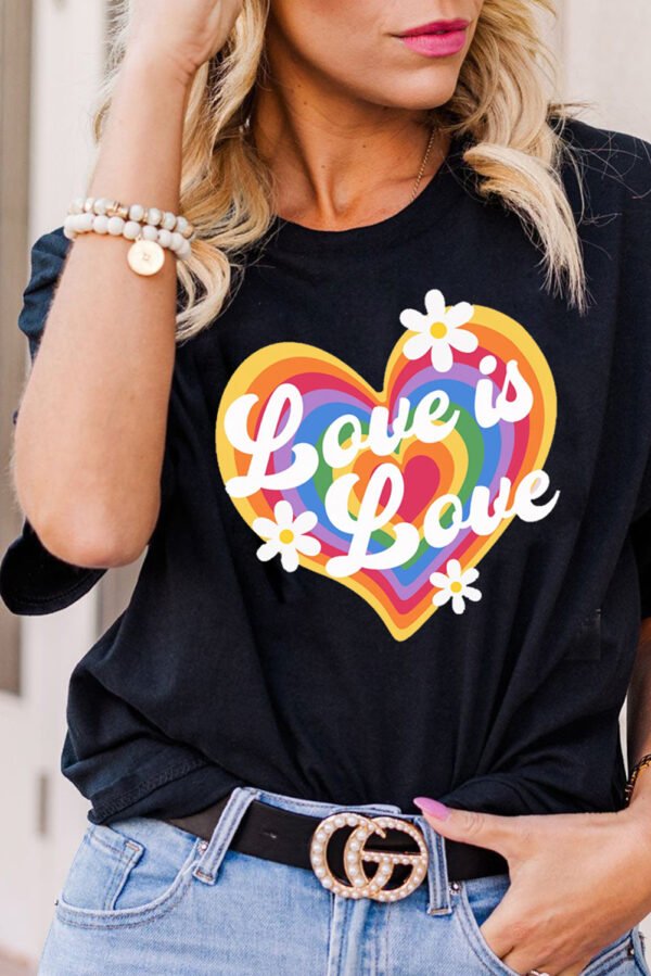 Black Love is Love Rainbow Heart Graphic Crewneck Tee