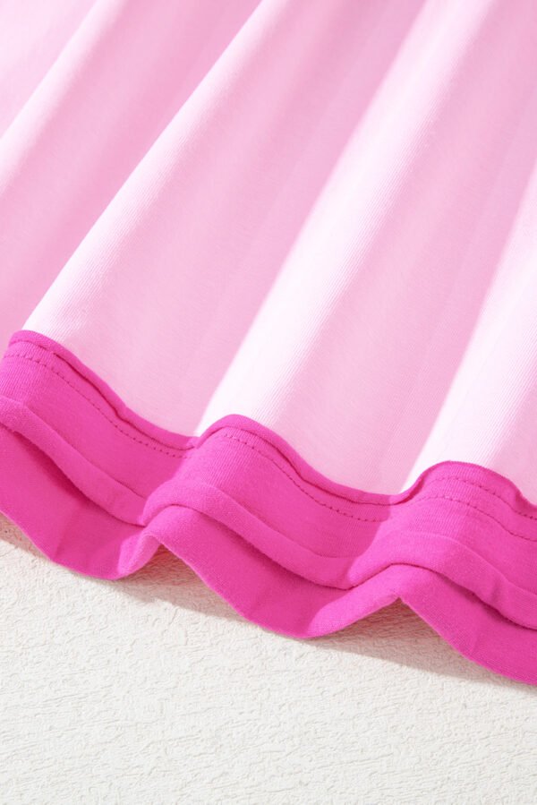 Pink Solid Color Half Sleeve Buttons Henley Top