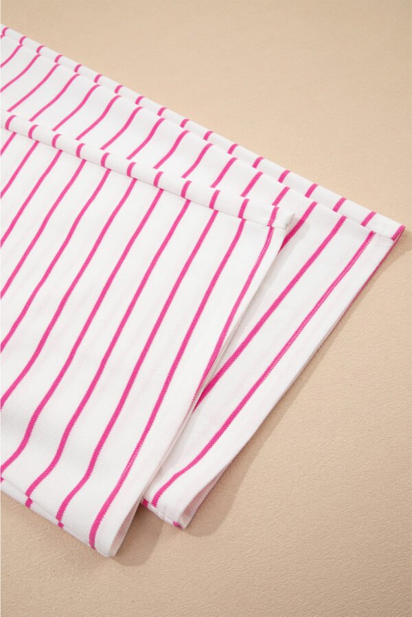 Rose Stripe Casual Wide Leg 2pcs Pants Set