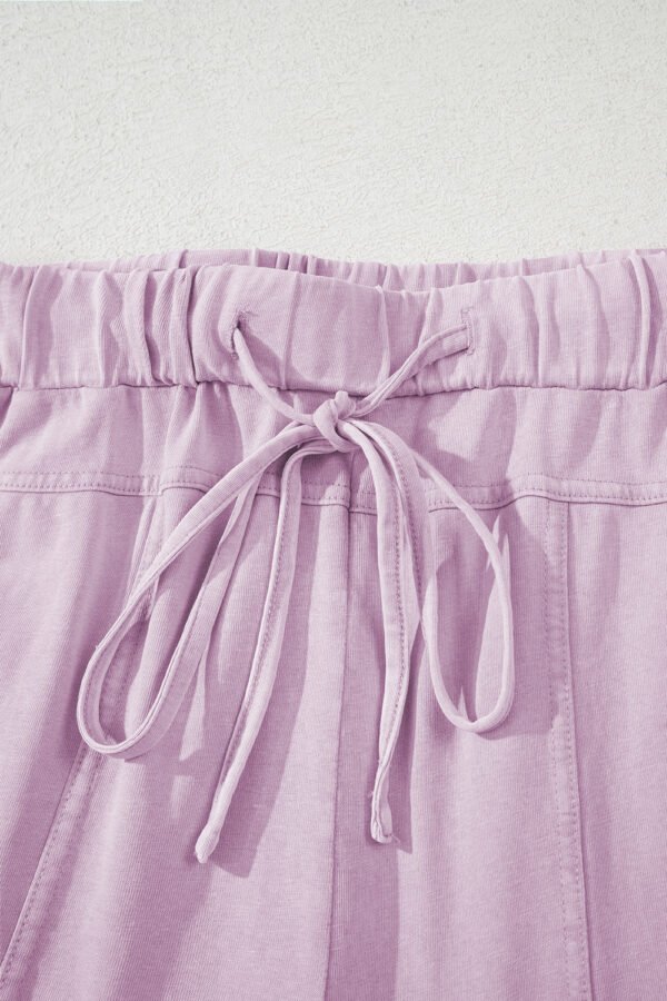 Pink Mineral Wash Exposed Seam Drawstring High Waist Wide Leg Cargo Pants