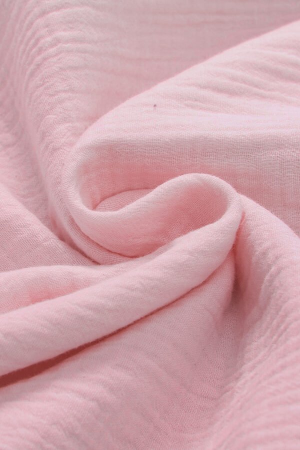 Light Pink Crinkled Cotton Gauze Ruffle Sleeve Blouse