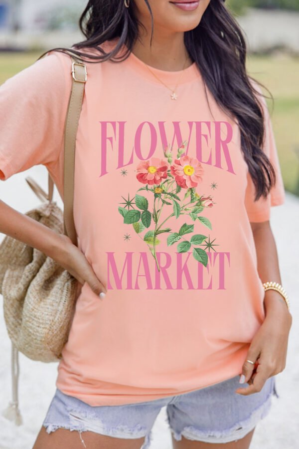Pink FLOWER MARKET Graphic Crewneck T Shirt