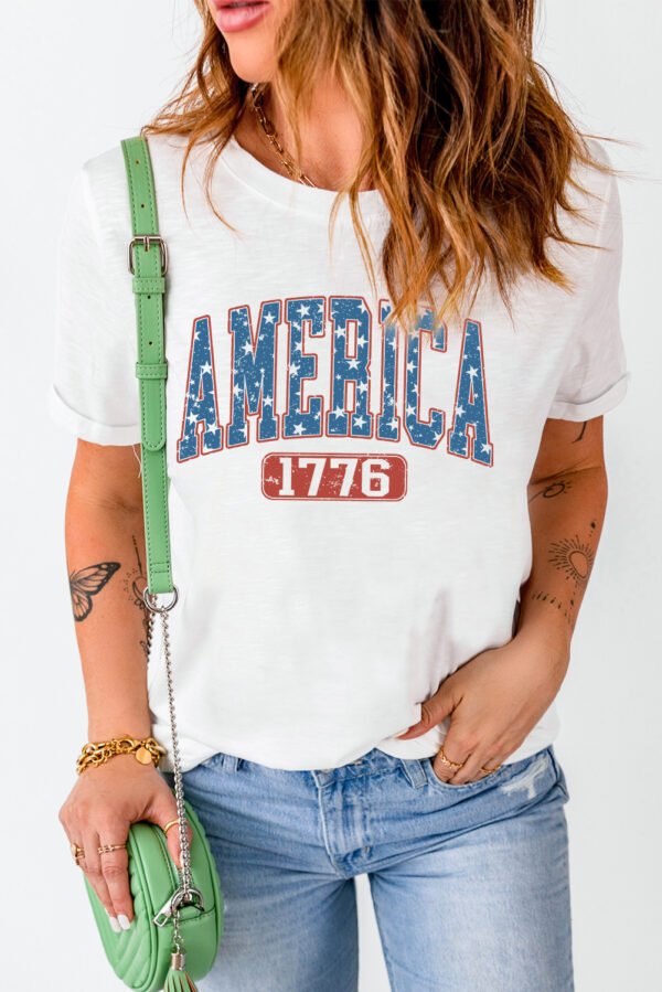 White Star AMERICA 1776 Print Independence Day Tee