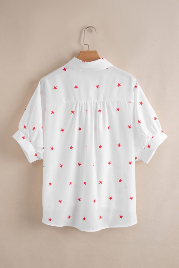 White Little Stars Printed Loose Half Sleeve Loose Shirt